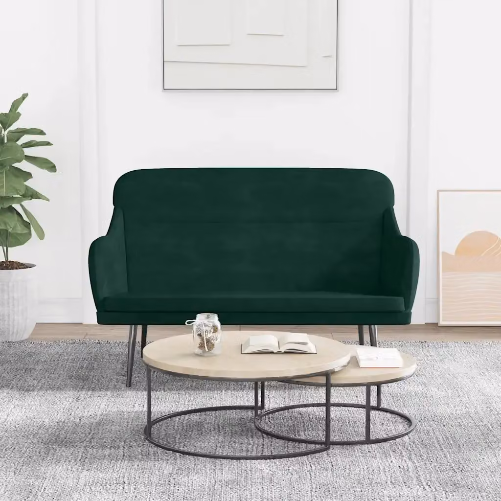 Panca in velluto verde scuro con braccioli DESIGN IN L/P/H: 110 x 76 x 80 cm – 2