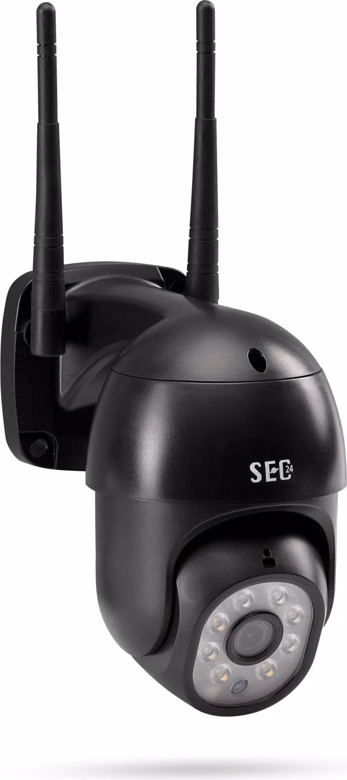SEC 24 Telecamera di sorveglianza per esterni WLAN PTZ, Telecamera di sorveglianza per esterni 1080P, con rilevatore di movimento, allarme sirena, visione notturna a colori, audio a 2 vie, nero