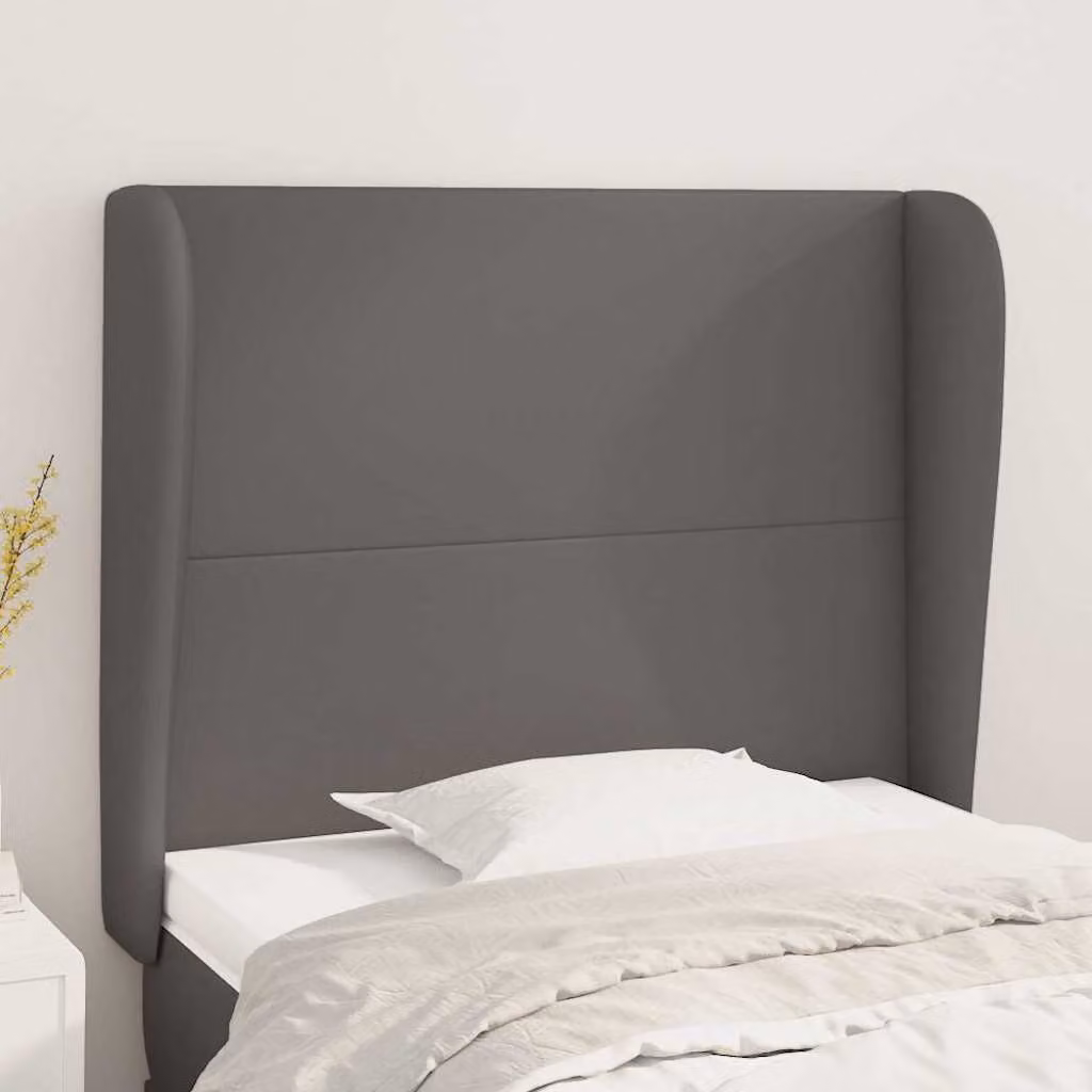 Testiera ad orecchio vidaXL in similpelle grigia con struttura in legno, L: 83 cm, P: 23 cm, H: 118-128 cm