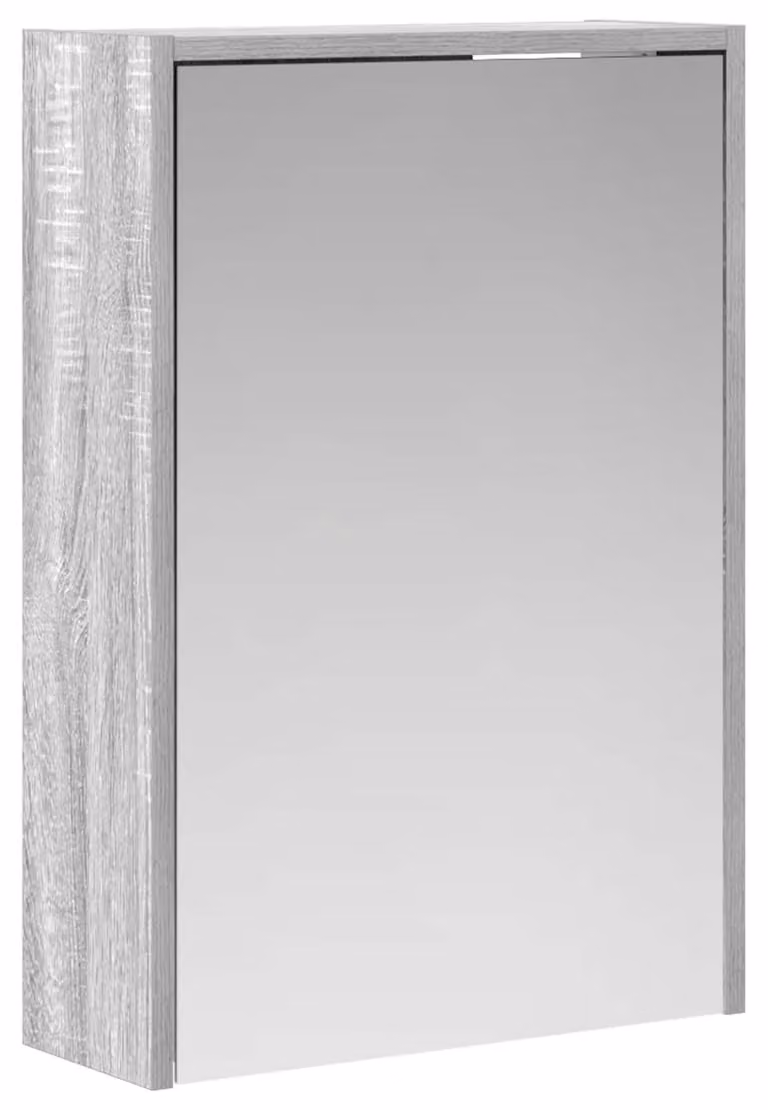 Specchio da bagno moderno con pensile grigio effetto Sonoma