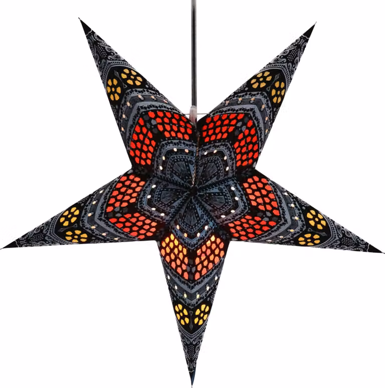 Stella di carta illuminata dell'Avvento pieghevole, stella di Natale 60 cm - Horus blu/rosso, decorazione della finestra a stella, 7 punti