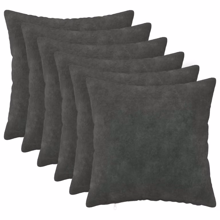 Set di 6 federe vidaXL HEERLEN in microfibra color antracite, 35 x 35 cm