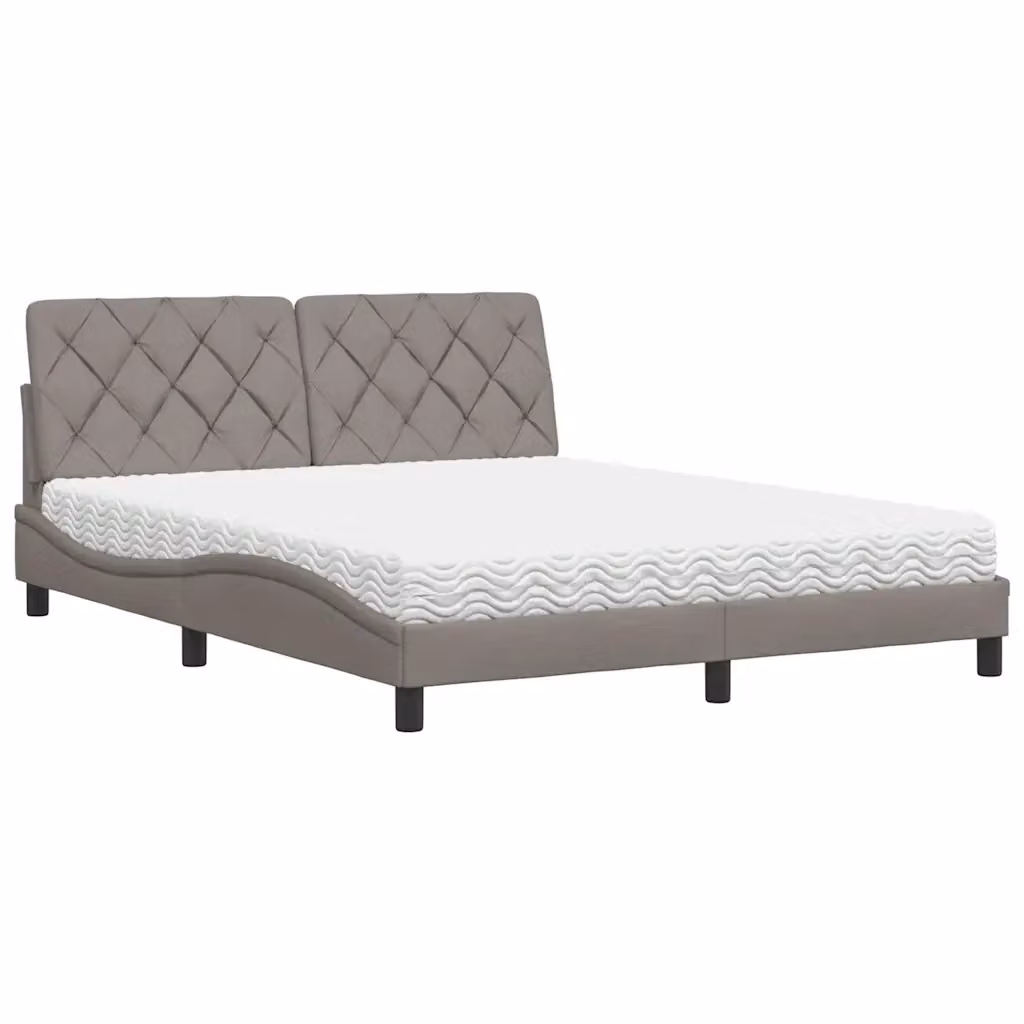 Letto moderno con materasso vidaXL in tessuto beige, grigio e bianco L: 160 cm, P: 200 cm, H: 74,5 cm – 2