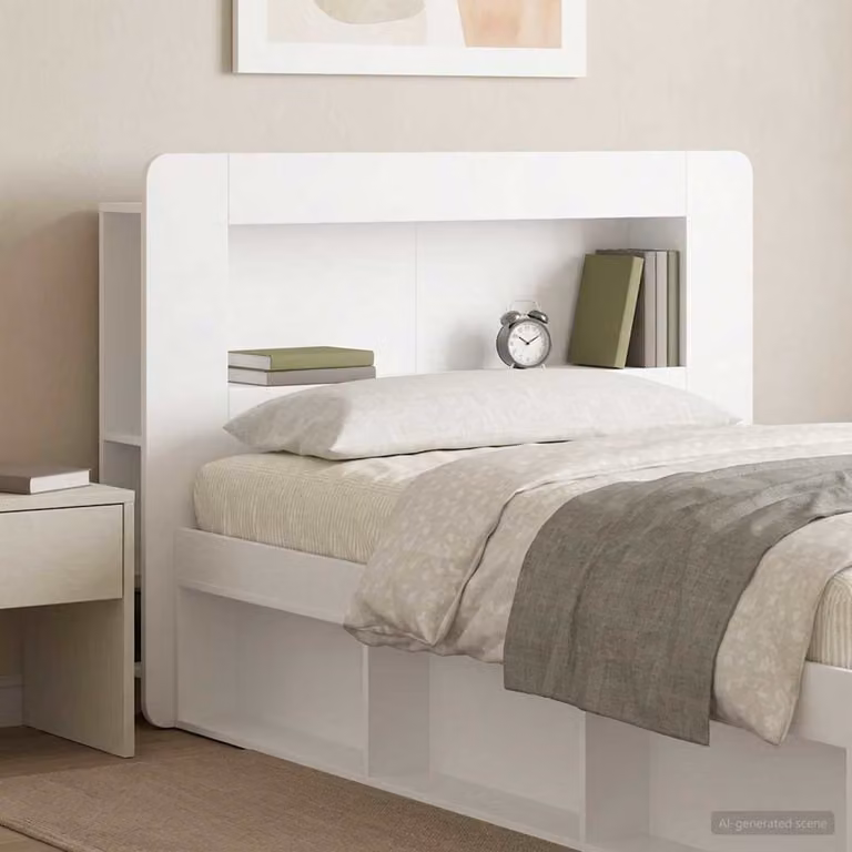 Testata del letto con ripiani integrati vidaXL in legno ingegnerizzato bianco