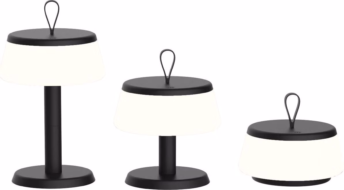 Luxus Europe - Lampada da tavolo Samos 3-in-1, nera - Lampada da tavolo da esterno senza fili, con altezza regolabile – Ricaricabile