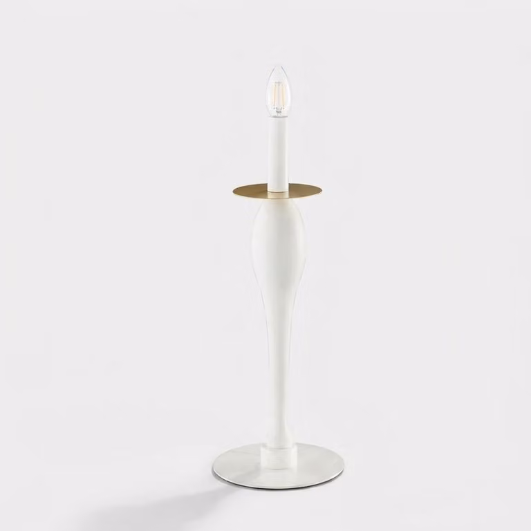 Lampada da tavolo ARMSTRONG in metallo bianco con dettagli dorati satinati
