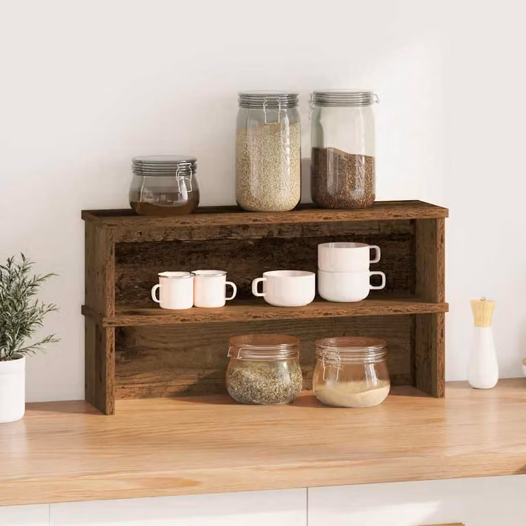 vidaXL Scaffali da Cucina Impilabili 2 pz Legno Vecchio 50x15x16 cm