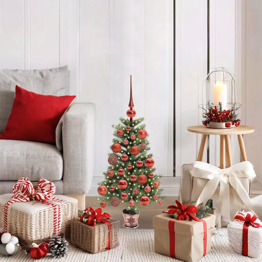 Albero di Natale a cono vidaXL con 150 LED luce bianca calda, Verde, Altezza: 65 cm