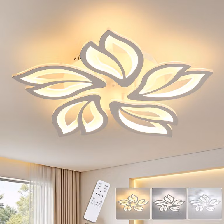 Lampada a LED da soffitto, design elegante, dimmerabile, 45W, con telecomando e cambio colore