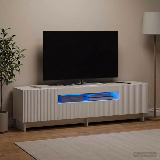 Mobile TV LED EDE 153 x 35 x 43 cm Bianco Lucido 896029