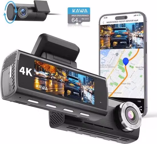 Dashcam Sony 4K UHD con GPS, Wi-Fi e Visione Notturna, Colore Nero
