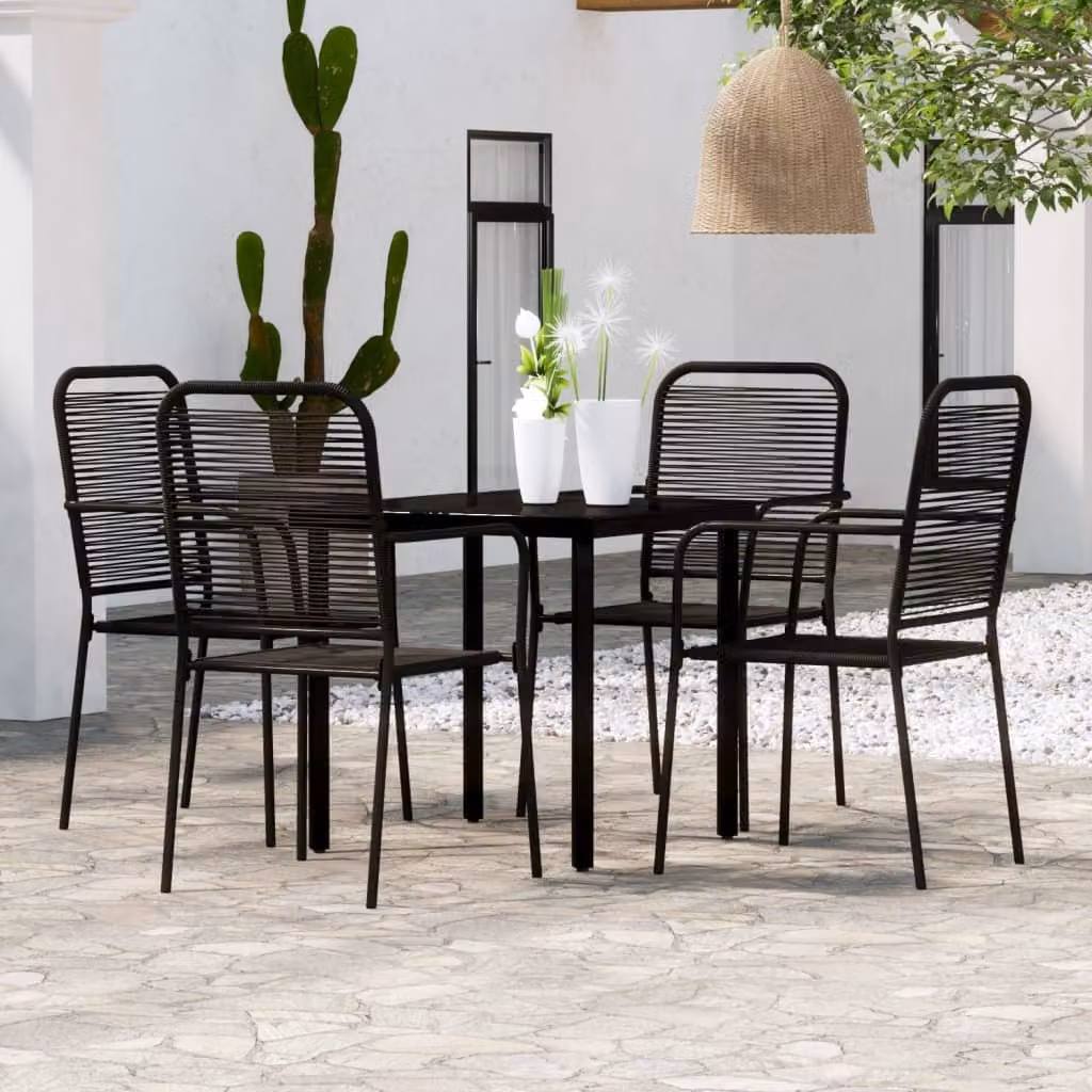 The Living Store Set da pranzo da giardino 5 pz. Set da pranzo da giardino Nero