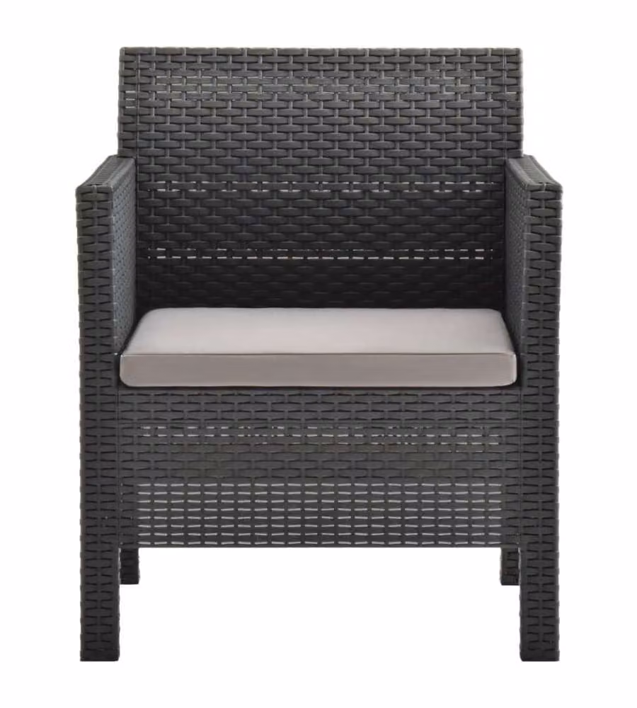 Sedia a Sdraio da Giardino con Cuscino in Rattan PP Antracite