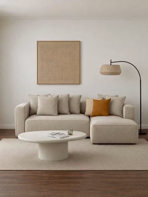 Divano letto 3 posti con chaise longue destra Livorno beige Kenay Home