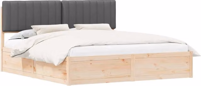 Letto matrimoniale | Letto per adulti | Letto con Testiera Rivestita Grigio scuro 180 x 200 cm