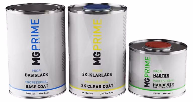 Set di vernici spray grigio perla RAL 9022, capacità 2,5 litri, con vernice trasparente a due componenti