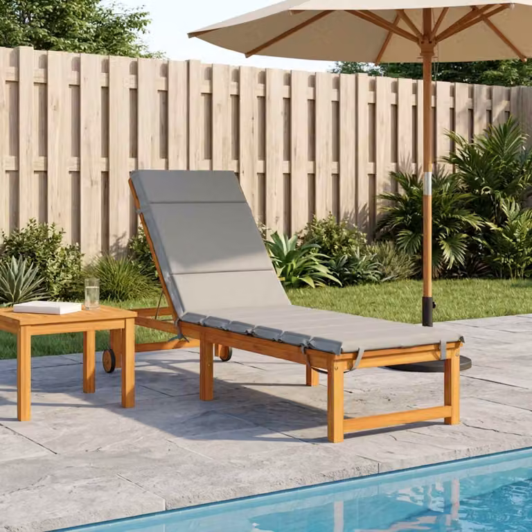 vidaXL Cuscino per Lettino GEMERT Grigio in Poliestere con Rivestimento Rimovibile e Resistente ai Raggi UV