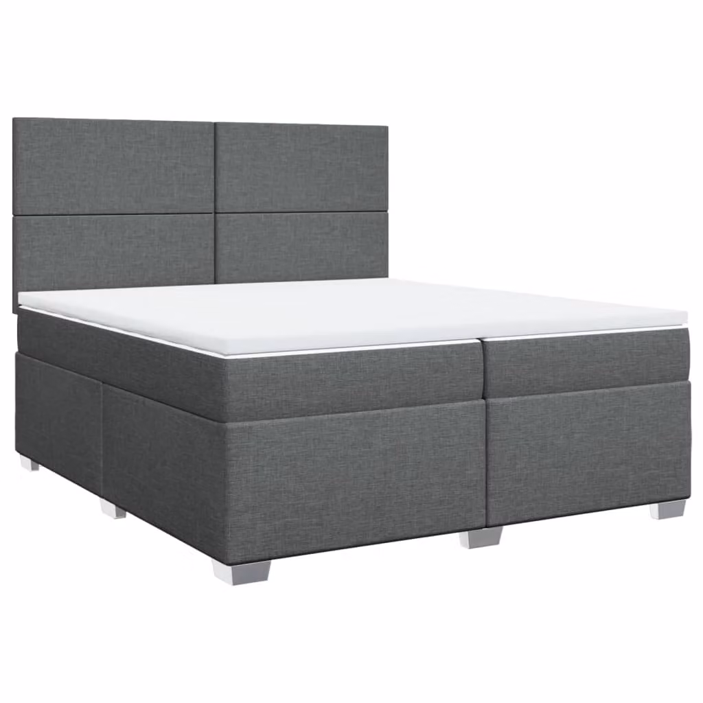 Giroletto a Molle con Materasso Grigio Scuro 200x200 cm Tessuto