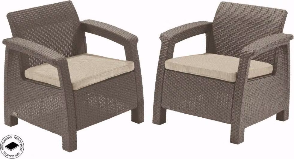 Mobili da giardino Keter Corfu duo set di due poltrone cappuccino