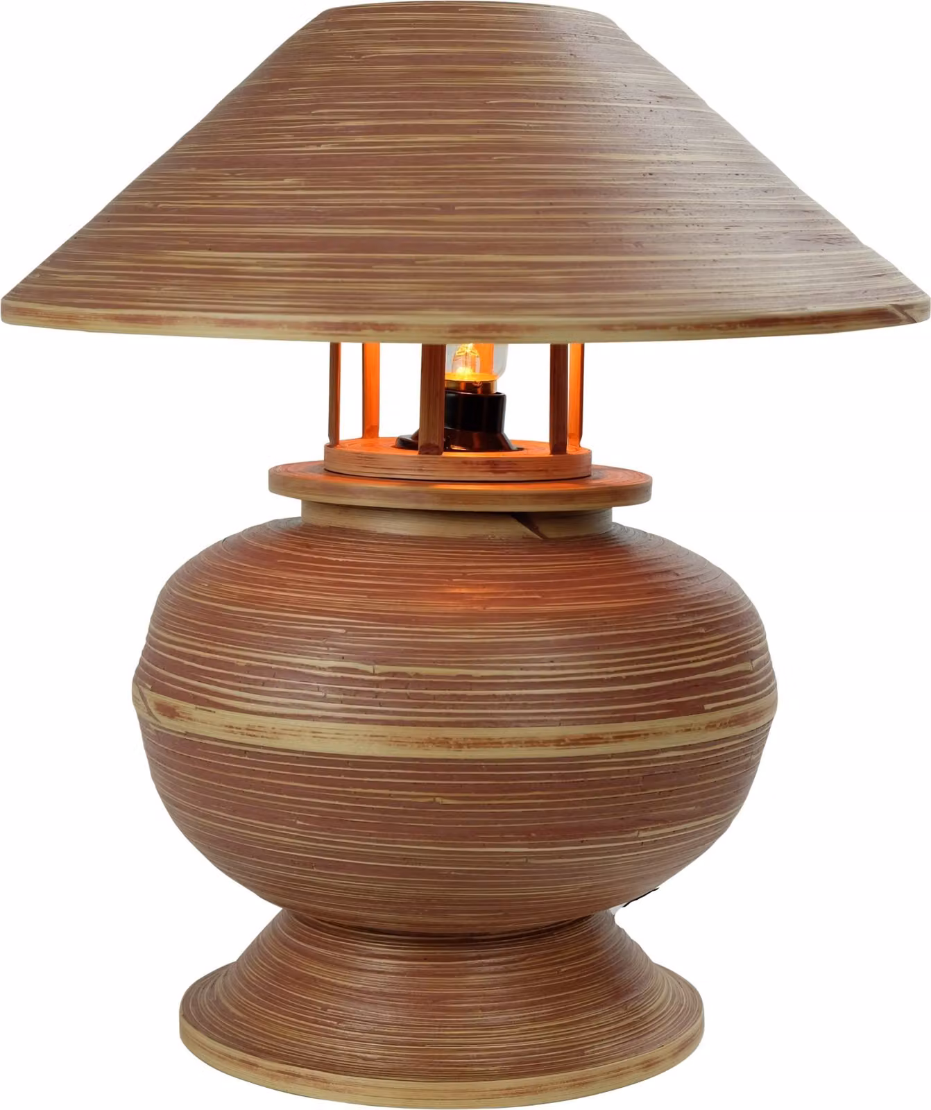 Fine Asianliving Lampada da tavolo in bambù a spirale fatta a mano marrone 37x37x40cm