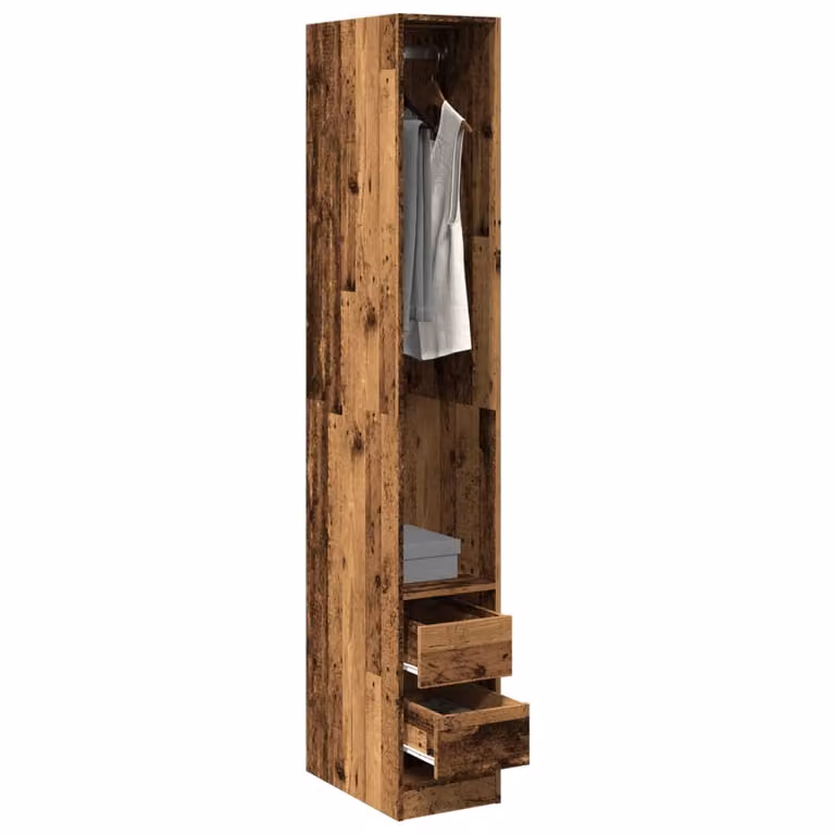 vidaXL Armadio in Legno Marrone con Cassetti Integrati e Ripiani, Stile Minimalista, L/P/H: 30 x 50 x 200 cm
