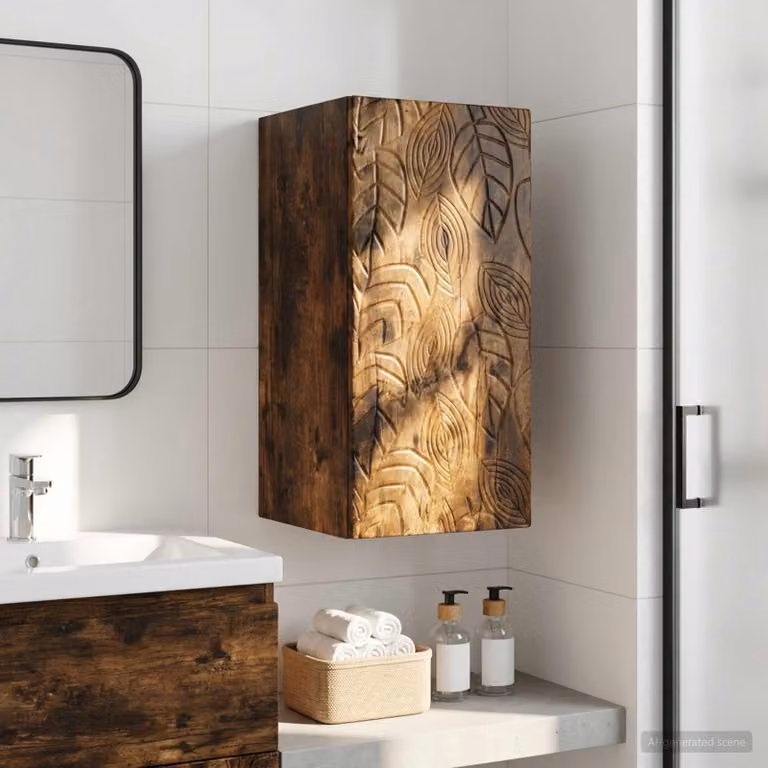 Armadio da bagno a muro vidaXL DELFT moderno in Rovere Fumo, L: 30 cm, P: 31 cm, H: 59 cm