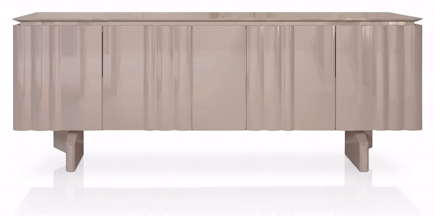 Credenza moderna color grigio-beige, elegante, mobile per il soggiorno, arredamento