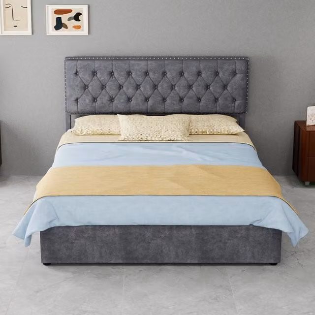 letto moderno in tessuto e metallo grigio 140 x 200 cm