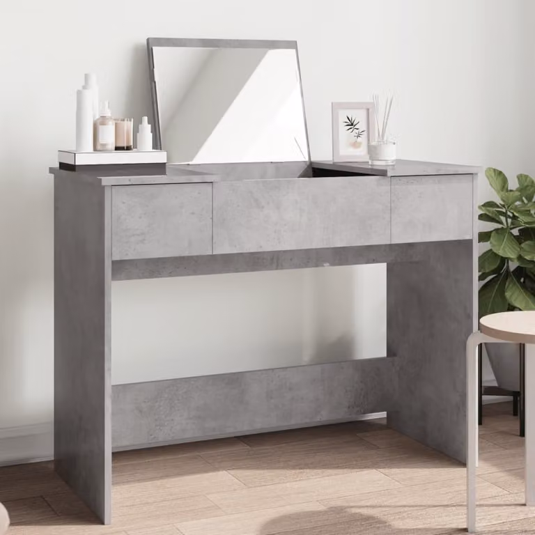 vidaXL Toeletta con Specchio Grigio L: 100 cm, P: 45 cm, H: 76 cm