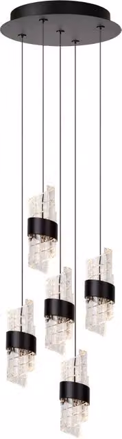 Lampada a sospensione moderna Lucide Kligande LED 7W nera e trasparente Ø 30 cm