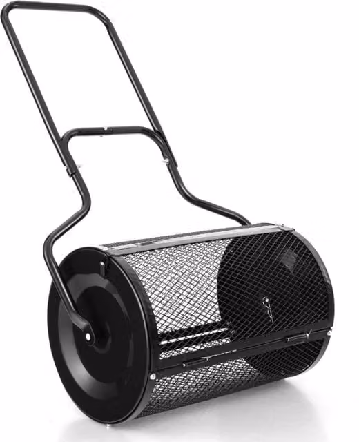Spargisghiaia e muschio Design Mania con serrature laterali e manico, Nero, Lunghezza: 68 cm