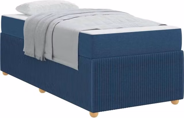 Letto singolo | Letto per adulti | Struttura del letto con materasso Blu 90 x 200 cm Tessuto