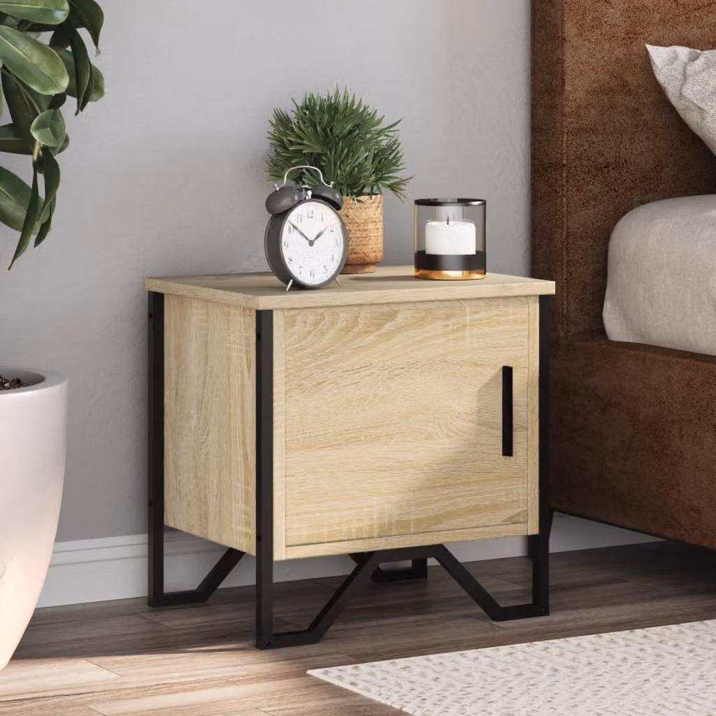 Set di 2 comodini vidaXL in legno multistrato color rovere sonoma per camera da letto, L 40 x P 30 x H 40 cm