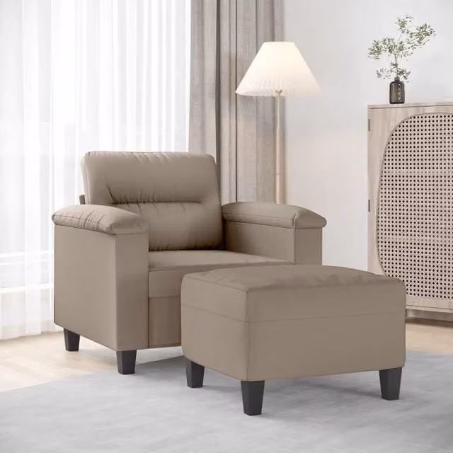 Poltrona relax con poggiapiedi vidaXL in microfibra beige per soggiorno – 1
