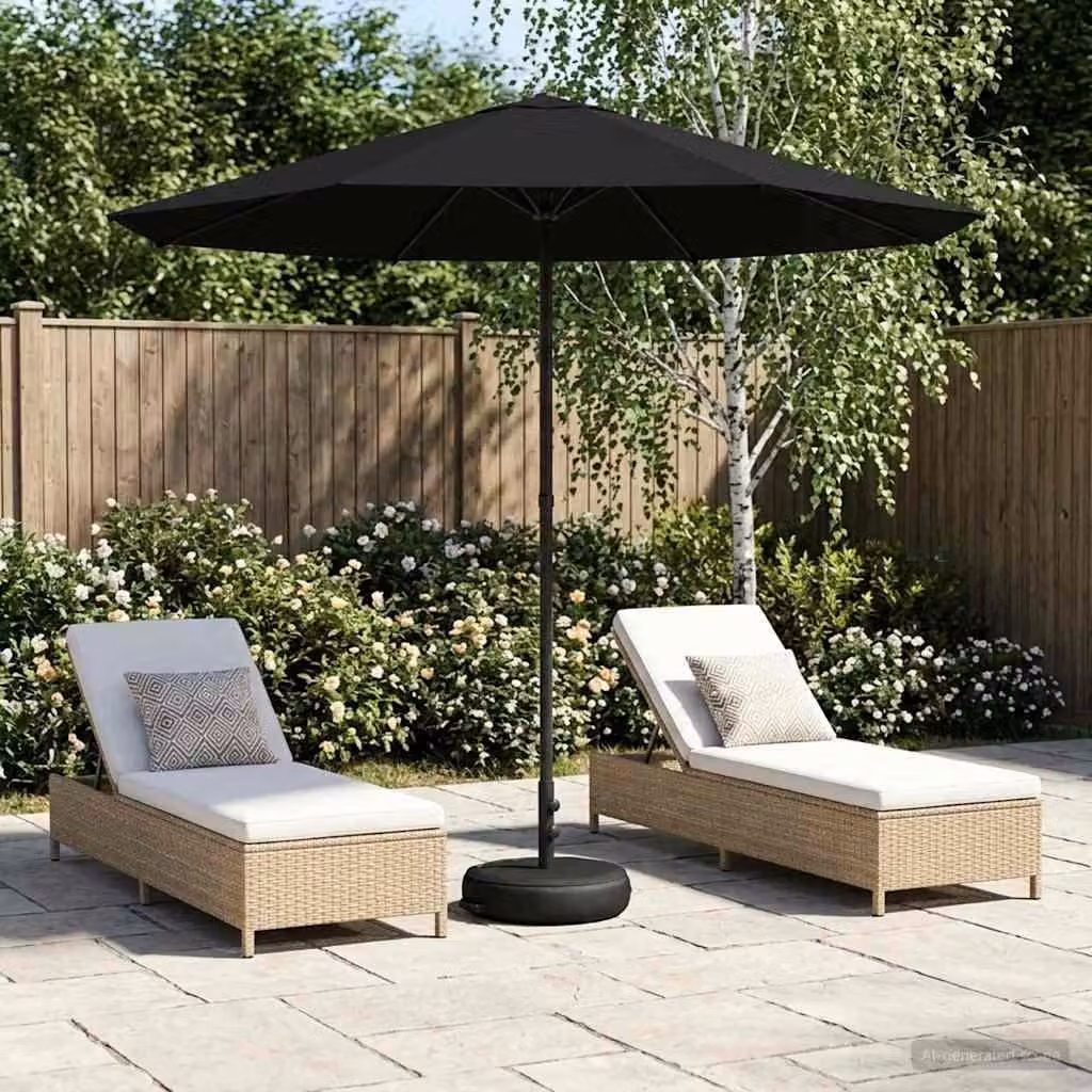 Maison Exclusive - Ombrellone da giardino con base, forma rettangolare, 2,3 x 2,3 m, in poliestere, colore nero