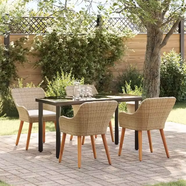 Set da Pranzo per Giardino 5 pz Beige polyrattan 3261700