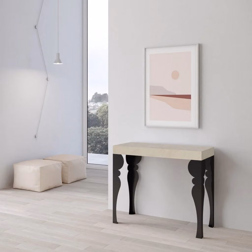 Consolle Allungabile Giordanoshop Paxon Premium Cashmere Beige con Telaio Antracite L: 90-300 cm, P: 40 cm, H: 77 cm – 2