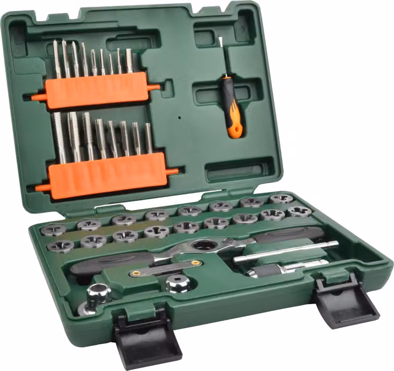 Set di filettatura BRÜDER MANNESMANN, valigetta da 40 pezzi Contenuto: 16x filiere e maschi, 1x cricchetto con impugnatura a T