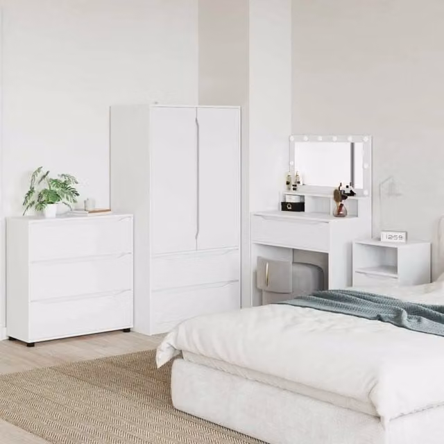 Armadio bianco vidaXL con ante a battente e cassetti interni in MDF, L 80 cm x P 31 cm x H 81 cm