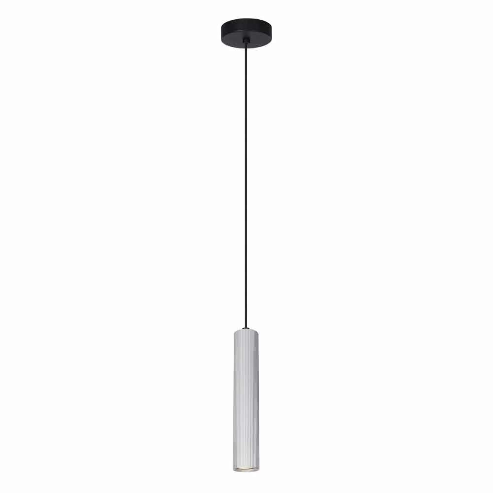 Lampada a sospensione moderna per soggiorno cucina sopra isola grigio alluminio tubo tondo a righe 1xGU10 10W RILOK Italux
