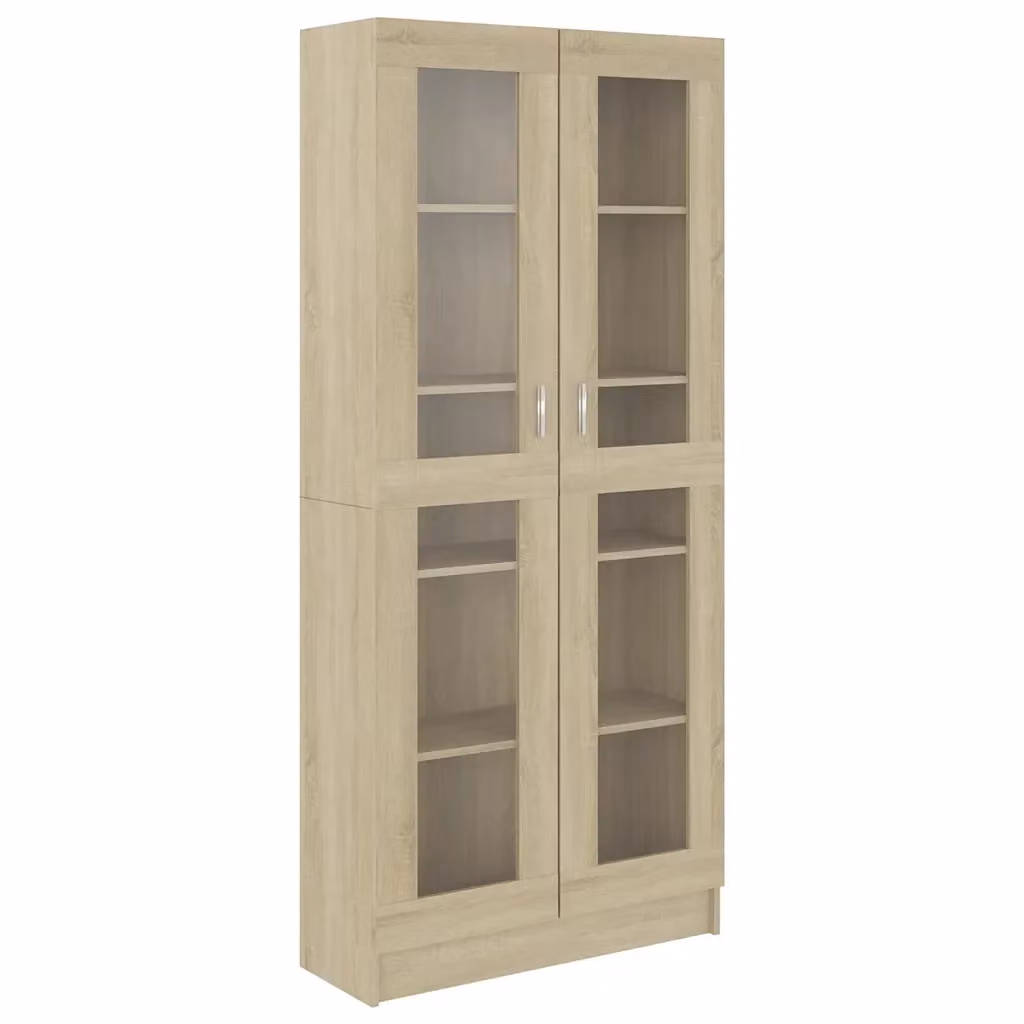 Armadietto Vetrina vidaXL in Rovere Sonoma con Ante in Vetro, L 82,5 x P 30,5 x H 185 cm – 2