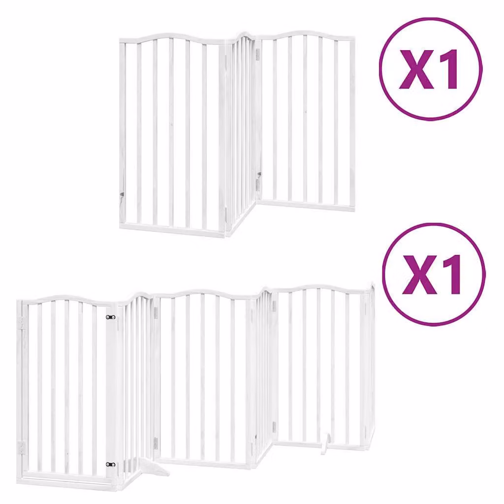 Cancello Cani Porta Pieghevole Bianco 9 Pannelli 450 cm Pioppo