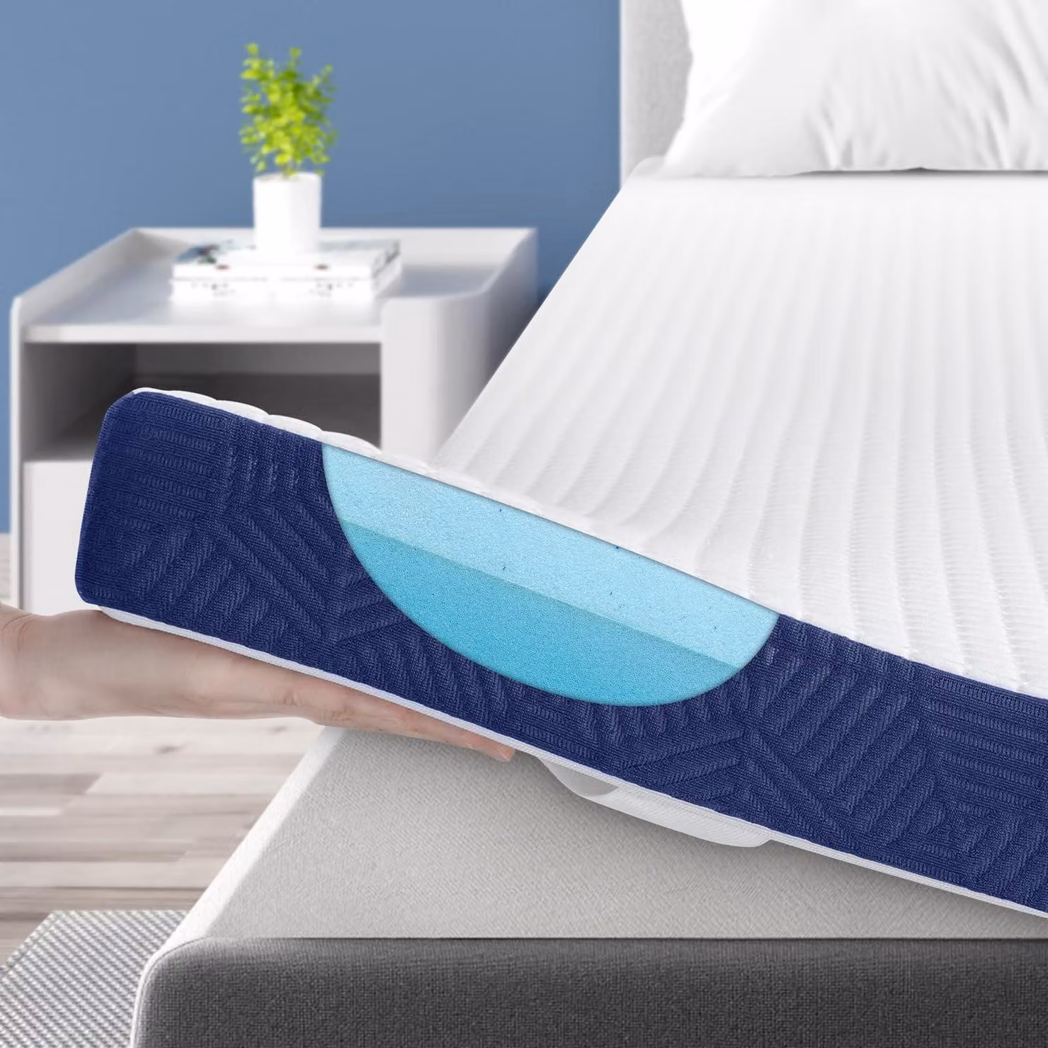 Topper per materasso in gel memory foam, dimensioni 180x200 cm, altezza 7,5 cm, compatibile con materassi di durezza H2 e H3