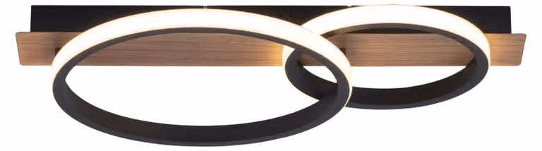 Lampada a LED per legno, metallo nero, aspetto legno, L 53 cm