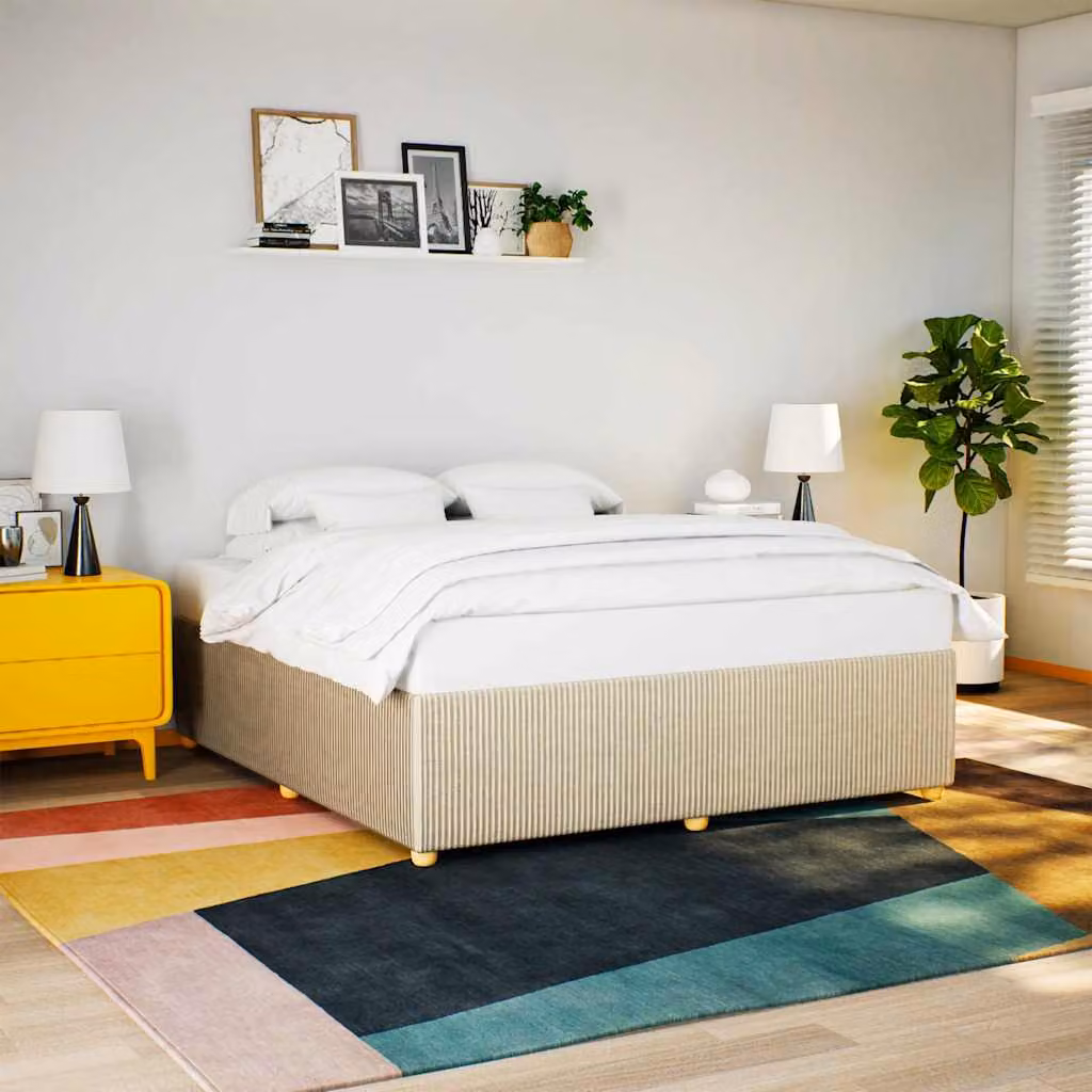vidaXL Giroletto senza Materasso in Tessuto Beige 200x200 cm – 1