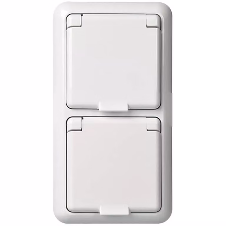 Presa doppia Elso completa 16 A FASHION IP44 con morsetti a vite, bianco puro 235414