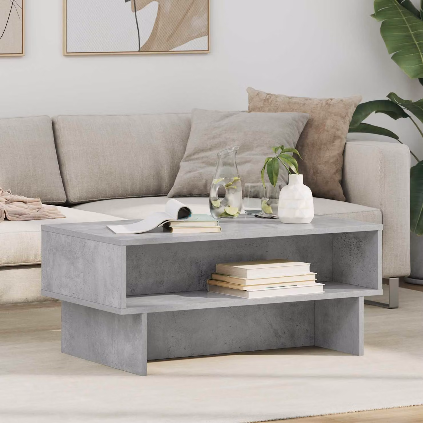 Maison Exclusive - Tavolino da caffè grigio cemento, 80 x 46 x 35 cm, realizzato in materiale composito di legno