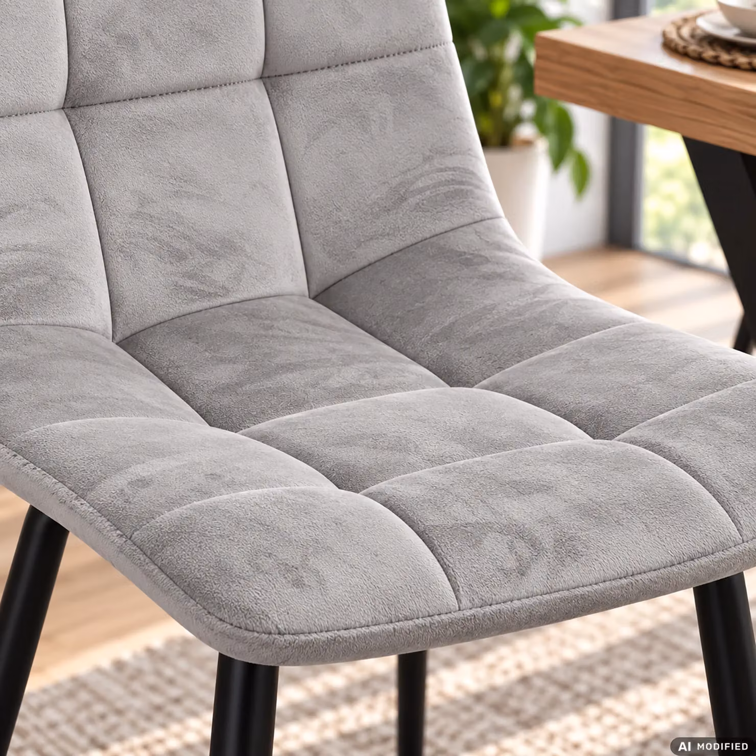 Sedia Imbottita Grigia con Gambe in Metallo Vestiamo Casa H85 x L44 x P40 cm – 3