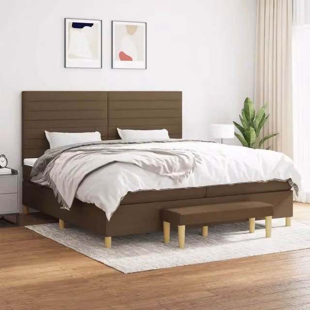 Letto Ibrido con Giroletto a Molle e Materasso vidaXL, Marrone e Bianco, L/P: 200 x 200 cm