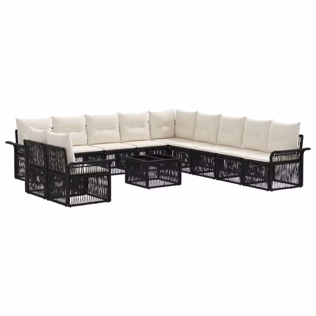 Set Divano da Giardino a L con Tavolino vidaXL, 12 Pezzi, Nero – 2